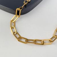 Hollow Thick Chain Punk Jewelry Gold-plated Stainless Steel Necklace Women main image 3