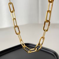 Hollow Thick Chain Punk Jewelry Gold-plated Stainless Steel Necklace Women main image 4