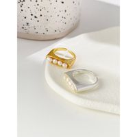 Mode Süßwasserperle Matt Metall Offener Ring Weiblicher Einfacher Kupferring main image 1