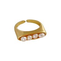 Fashion Freshwater Pearl Matte Metal Open Ring Female Simple Copper Ring main image 6