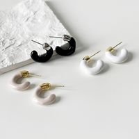 Fashion Black And White Enamel Earrings New Copper Earrings Female main image 2