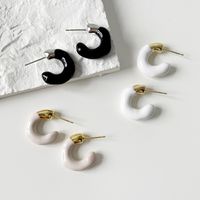 Fashion Black And White Enamel Earrings New Copper Earrings Female main image 3