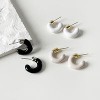 Fashion Black And White Enamel Earrings New Copper Earrings Female main image 4