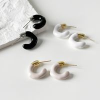 Fashion Black And White Enamel Earrings New Copper Earrings Female main image 5