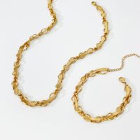 Hipster Jewelry Titanium Steel Gold Necklace Bracelet Set main image 1
