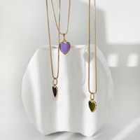 New Drip Oil Heart Shaped Simple Clavicle Women's Alloy Necklaces main image 3