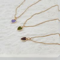 New Drip Oil Heart Shaped Simple Clavicle Women's Alloy Necklaces main image 4