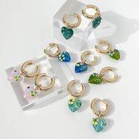 Retro Fashion Glass Love Earring Blue Heart-shaped Alloy Earrings main image 1