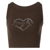 Fashion Cotton Solid Color Printing Heart Shaped Sleeveless Vest Top main image 6