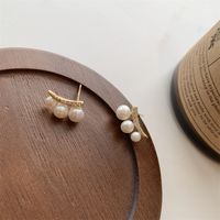 Silberne Nadel Koreanische Perlenohrstecker Damen Kalter Wind Einfache Damen Kleine Antiallergische Leichte Luxus Nischen Design Ohrringe Damen main image 6