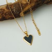 Heart Shaped Enamel Fashion Retro Pendant Simple Titanium Steel Clavicle Necklace sku image 5