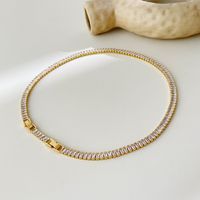 Zircon Chain Bracelet Buckle Furnace Real Gold Electroplating Stainless Steel Necklace sku image 3