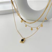 2022 New Three-layer Water Drop Snake Bone Ball Bead Stainless Steel Necklace Female sku image 3