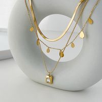 2022 New Three-layer Water Drop Snake Bone Ball Bead Stainless Steel Necklace Female sku image 4