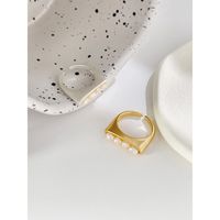 Mode Süßwasserperle Matt Metall Offener Ring Weiblicher Einfacher Kupferring sku image 1