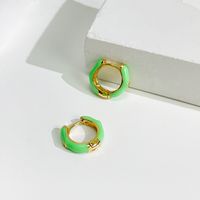 New Oil Drop Earrings Color Drop Oil Copper Micro-inlaid Zircon Small Earrings sku image 4