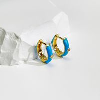 New Oil Drop Earrings Color Drop Oil Copper Micro-inlaid Zircon Small Earrings sku image 5