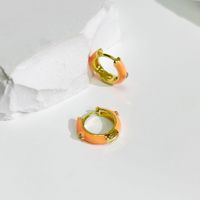 New Oil Drop Earrings Color Drop Oil Copper Micro-inlaid Zircon Small Earrings sku image 8