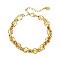 Hipster Jewelry Titanium Steel Gold Necklace Bracelet Set sku image 1