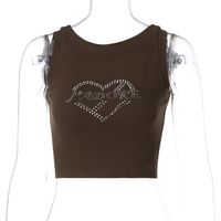 Camiseta Sin Mangas En Forma De Corazón Con Estampado En Color Sólido De Algodón A La Moda sku image 1