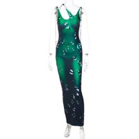 Fashion Hollowed Printing Long Length Sleeveless Dress Wholesale sku image 1