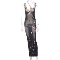 Fashion Hollowed Printing Long Length Sleeveless Dress Wholesale sku image 7