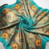 Silk Chain Carriage Oil Painting Flowers Ladies 90cm Square Scarf sku image 1