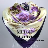 Silk Chain Carriage Oil Painting Flowers Ladies 90cm Square Scarf sku image 8