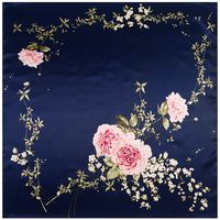 Silk Chain Carriage Oil Painting Flowers Ladies 90cm Square Scarf sku image 13