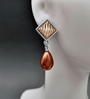 Bohemian New Pearl Diamond Rose Gold Two-color Alloy Earrings main image 3