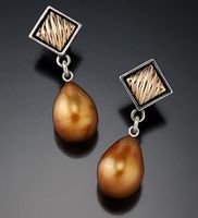 Bohemian New Pearl Diamond Rose Gold Two-color Alloy Earrings main image 5