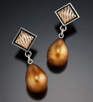 Bohemian New Pearl Diamond Rose Gold Two-color Alloy Earrings sku image 1