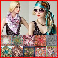 Silk Chain Carriage Oil Painting Flowers Ladies 90cm Square Scarf main image 1