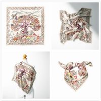 53cm Thin Section Flowers Fortune Tree Ladies Decoration Small Square Small Silk Scarf main image 3