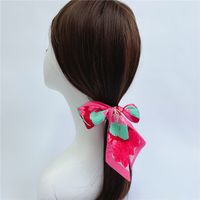 Spring New Floral Ladies Streamer Tied Bag Handle Ribbon Headband Scarf main image 4