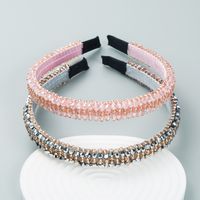 2 Pcs Set Of Korean Style Thin Edge Beads Crystal Decorative Headbands main image 3