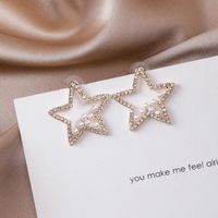 Fashion Pentagram Star Set Pearl Alloy Stud Earrings main image 6