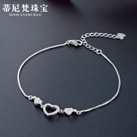Bijoux Coréens Coeur Diamant S925 Bracelet En Argent Bijoux Simples En Gros sku image 1