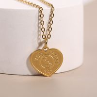 Stainless Steel Simple Letter Heart-shaped Sweater Chain Necklace Wholesale main image 1