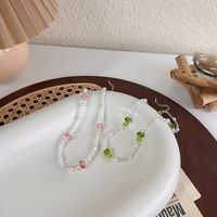 Spring And Summer New Pearl Crystal Beaded Color Acrylic Mushroom Collarbone Chain main image 4