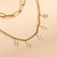 Stainless Steel New Fashion Snake Pendant Two-layer Stacked Collarbone Chain main image 2