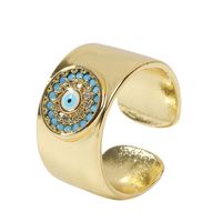 Fashion Creative Copper Inlaid Zircon Eye Color Retention Open Electroplating Ring main image 6