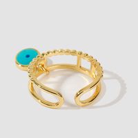 Fashion Simple Exquisite Dripping Oil Eyes Real Gold Electroplating Color Retention Adjustable Copper Ring main image 4