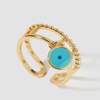 Fashion Simple Exquisite Dripping Oil Eyes Real Gold Electroplating Color Retention Adjustable Copper Ring main image 5