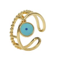 Fashion Simple Exquisite Dripping Oil Eyes Real Gold Electroplating Color Retention Adjustable Copper Ring main image 6