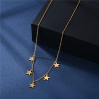 Stainless Steel Retro Simple Pentagram Stars Clavicle Chain Necklace Wholesale main image 3