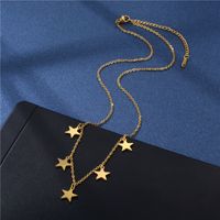 Stainless Steel Retro Simple Pentagram Stars Clavicle Chain Necklace Wholesale main image 5