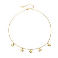 Stainless Steel Retro Simple Pentagram Stars Clavicle Chain Necklace Wholesale main image 6