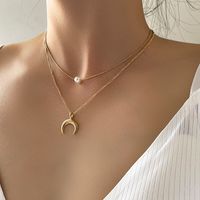 Alloy Creative Simple Moon Pendant Multi-layer Stacking Necklace main image 3