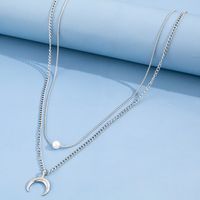 Alloy Creative Simple Moon Pendant Multi-layer Stacking Necklace main image 5